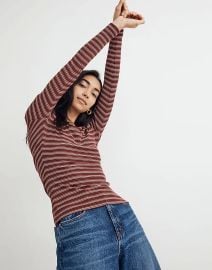 Macey Stripe Fine Ribbed Crewneck Long Sleeve Tee at Madewell