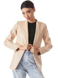 Macey Vegan Leather Shawl Collar Blazer In Almond Alice And Olivia at Alice + Olivia