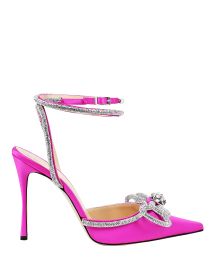 Mach  Mach Double Bow Crystal-Embellished Silk-Satin Pumps at Intermix