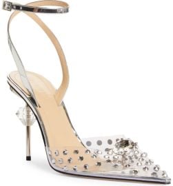 Mach amp Mach Crystal Embellished Clear Ankle Strap Pump at Nordstrom