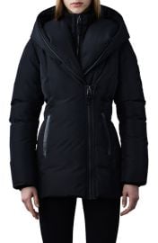 Mackage Adali Hooded Water Repellent Down Jacket in Navy at Nordstrom