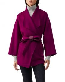 Mackage Gail Leather-Belted Wool Wrap Coat at Neiman Marcus