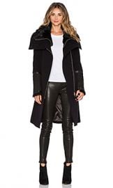 Mackage Isabel Coat with Sheepskin in Black at Revolve