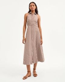 Mackey Gingham Seersucker Halter Dress in Light ChicoryDove at Veronica Beard