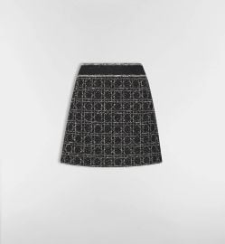 Macrocannage Flared Miniskirt Black and White Technical Cotton Knit DIOR at Dior