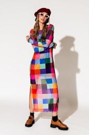 Mad About You Long Sleeve Mesh Dress in Forever Young Check Dressed in Lala at Dressed in Lala