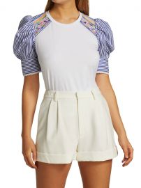 Maddie Pinstripe Puff-Sleeve Top at Saks Fifth Avenue