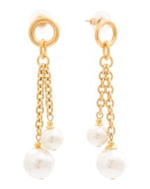 Made In Usa Double Pearl Linear Drop Earrings The Designer Shop TJMaxx at TJ Maxx