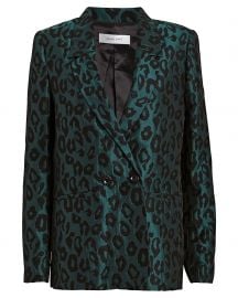 Madeleine Emerald Leopard Jacquard Blazer by Anine Bing at Intermix