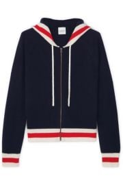 Madeleine Thompson - Aqua striped cashmere hoodie at Net A Porter