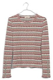 Madewel Elsie Stripe Button Sleeve Tee at Nordstrom Rack