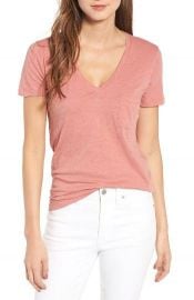 Madewell  Whisper  Cotton V-Neck Pocket Tee Pink at Nordstrom