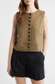 Madewell Button Front Linen Shell Top at Nordstrom