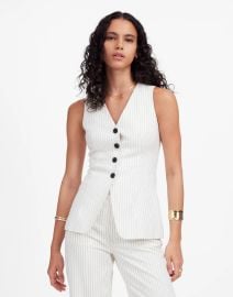Madewell Cutaway Vest in Pinstripe Linen Blend at Madewell