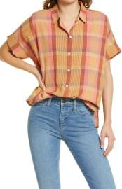 Madewell Daily Neon Madras Plaid Button Up Shirt at Nordstrom