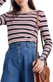 Madewell Elsie Stripe Button Sleeve Tee   Nordstrom at Nordstrom