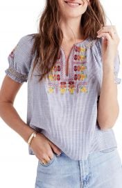 Madewell Embroidered Penny Peasant Top at Nordstrom