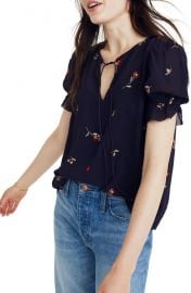 Madewell Embroidered Zephyr Ruffle Sleeve Top at Nordstrom