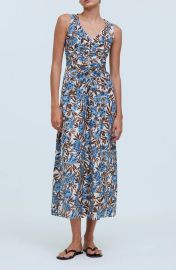 Madewell Floral Sleeveless V Neck Midi Dress at Nordstrom