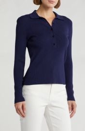 Madewell Lena Ribbed Crop Polo Sweater at Nordstrom Rack