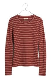 Madewell Macey Stripe Fine Ribbed Crewneck Long-Sleeve Tee at Nordstrom