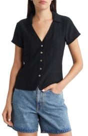 Madewell Notched V-Neck Button-Up Top at Nordstrom