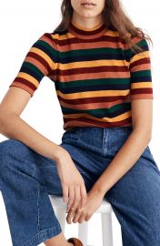 Madewell Rainbow Stripe Ribbed Mock Neck Top   Nordstrom at Nordstrom