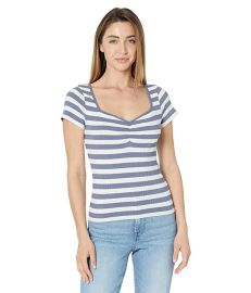 Madewell Ribbed Sweetheart Tee in Stripe com at Zappos