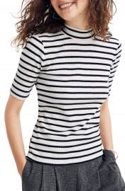 Madewell Sailor Stripe Ribbed Mock Neck Top   Nordstrom at Nordstrom