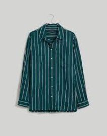 Madewell Satin Oversized Boyshirt in Stripe at Madewell