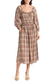 Madewell Sophia Long Sleeve Stretch Cotton Gauze Midi Dress at Nordstrom