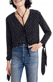 Madewell Star Tie Sleeve Silk Blouse at Nordstrom