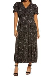 Madewell Stem Scatter Puff Sleeve Faux Wrap Midi Dress at Nordstrom