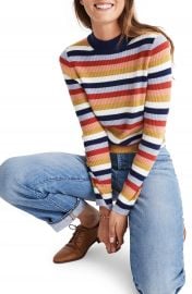 Madewell Stripe Mock Neck Pullover Sweater   Nordstrom at Nordstrom