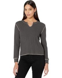 Madewell Waffle Split Neck Crop Tee in Coal at Madewell