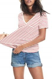 Madewell Whisper Cotton Stripe V-Neck Tee at Nordstrom