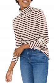 Madewell Whisper Cotton Turtleneck in Baker Stripe   Nordstrom at Nordstrom