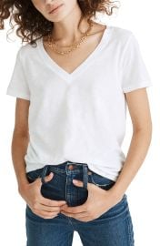 Madewell Whisper Cotton V-Neck T-Shirt in Hthr Iron  at Nordstrom