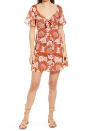 Madewell Womenx27s Sunflower Season Tie Front Silk Minidress at Nordstrom