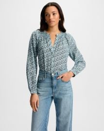 Madge Floral Blouse in Lake Mist Multi at Veronica Beard