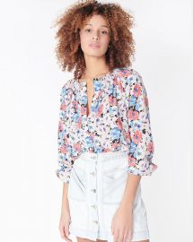 Madge Silk Floral Blouse at Veronica Beard