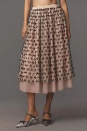 Maeve All Over Bow Tulle Midi Skirt at Anthropologie