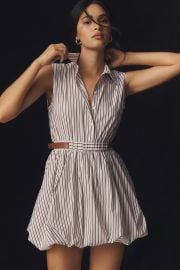 Maeve Belted Bubble Hem Mini Shirt Dress at Anthropologie