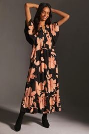 Maeve Cassandra Maxi Dress in Coral at Anthropologie