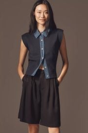 Maeve Collared Denim Muscle Sweater Vest at Anthropologie