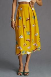 Maeve Embroidered Midi Skirt at Anthropologie