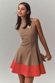 Maeve Faux Leather Mock Neck Mini Dress at Anthropologie