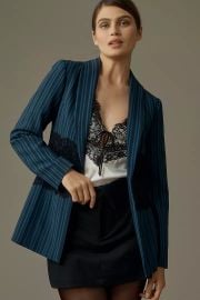 Maeve Lace Mix Pinstripe Blazer at Anthropologie