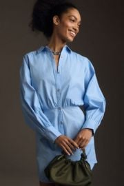 Maeve Long Sleeve Poplin Mini Shirt Dress2 at Revolve