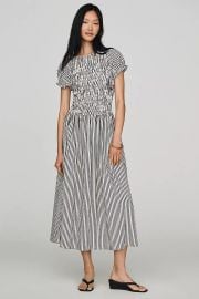 Maeve Margie Smocked Stripe Midi Dress2 at Anthropologie